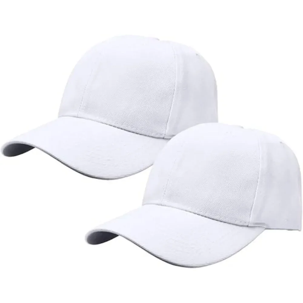 Unisex White Set Of 2 Athletic Adjustable Strap Casual Classic Baseball Cap